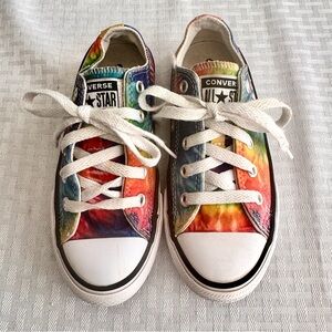 Converse All Star Youth 12 Rainbow Tie-Dye Low Top Sneakers Colorful Casual